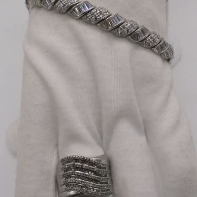Sale Photo Thumbnail #268: Diamond-Like, Sterling Bracelet and Ring