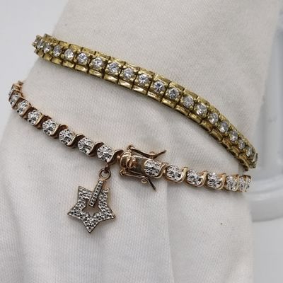 Sale Photo Thumbnail #205: Two Sterling Gold Tone Tennis Bracelets