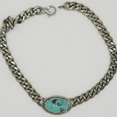 Sale Photo Thumbnail #388: Chunky Sterling Link Chain, Turquoise Necklace