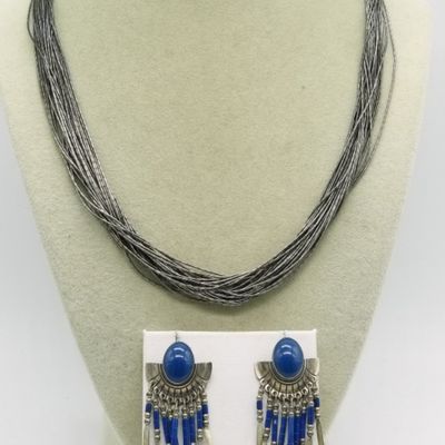 Sale Photo Thumbnail #185: Liquid Sterling Necklace & Lapis Earrings