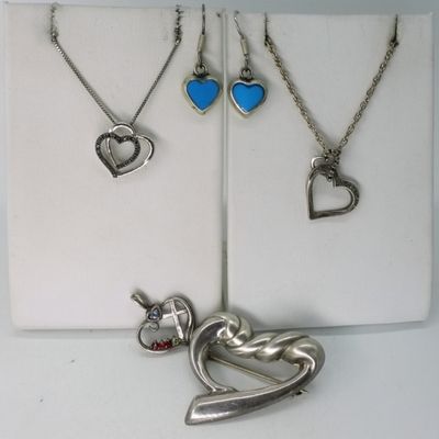 Sale Photo Thumbnail #297: Heart Shaped Necklaces, Pin & Earrings