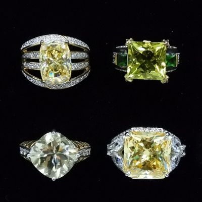 Sale Photo Thumbnail #302: 4 Yellow Gemstone Sterling Rings