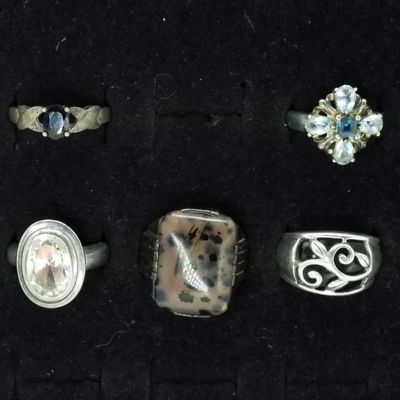 Sale Photo Thumbnail #199: 5 Sterling Fashion Gemstone Rings