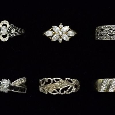 Sale Photo Thumbnail #7: Lot of 6 Sterling Silver Rings