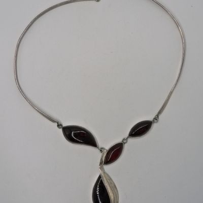 Sale Photo Thumbnail #349: Large Amber Sterling Statement Necklace