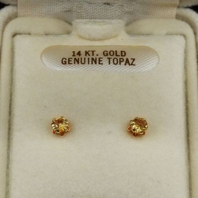 Sale Photo Thumbnail #95: 14K Gold Genuine Topaz Stud Earrings