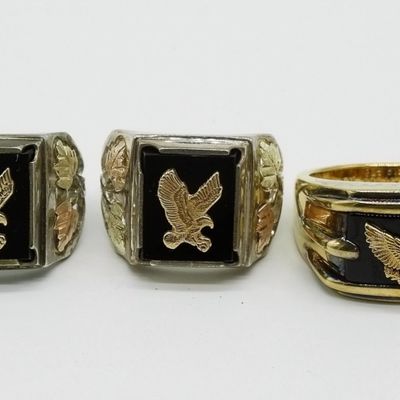 Sale Photo Thumbnail #322: Sterling Eagle Ring Trio, Sizes 10-12