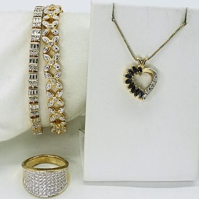 Sale Photo Thumbnail #231: Gold Tone Sterling Bracelets, Ring & Necklace