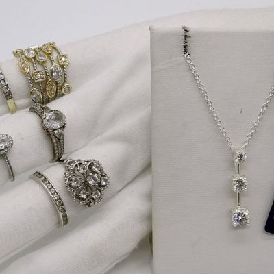 Sale Photo Thumbnail #22: 7 Piece Sterling Fashion Rings and Necklace