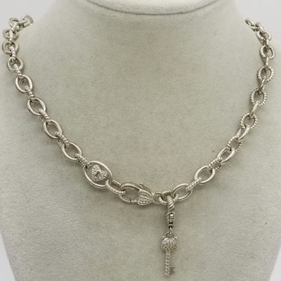 Sale Photo Thumbnail #74: Judith Ripka Sterling Silver CZ Link Necklace, 18"