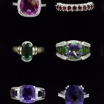 Sale Photo Thumbnail #274: Six Multi Gemstone, Sterling Rings