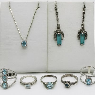 Sale Photo Thumbnail #153: Sterling Silver Blue Topaz Lot