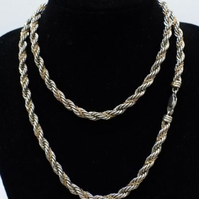 Sale Photo Thumbnail #223: Sterling & 14K Gold Rope Chain Necklace, 24"