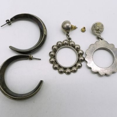 Sale Photo Thumbnail #326: 2 Pair of Vintage Sterling Pierced Earrings