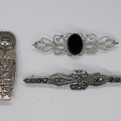 Sale Photo Thumbnail #84: 3 Vintage Sterling Brooches