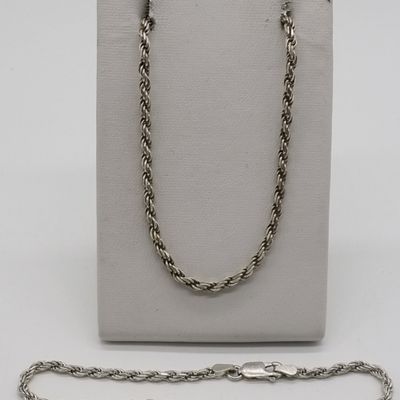 Sale Photo Thumbnail #221: Matching Sterling Rope Chain & Bracelet Set