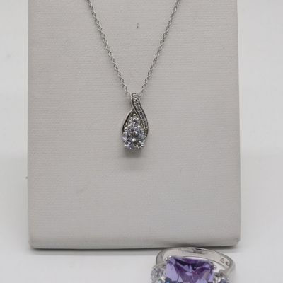 Sale Photo Thumbnail #53: Sterling Amethyst and Clear Stone Ring