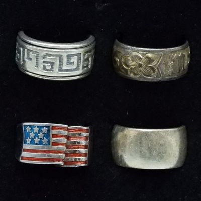 Sale Photo Thumbnail #229: Four Sterling Chunky Fashion Rings