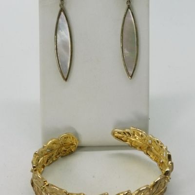 Sale Photo Thumbnail #279: Gold Tone 925 Gemstone Cuff & Earrings