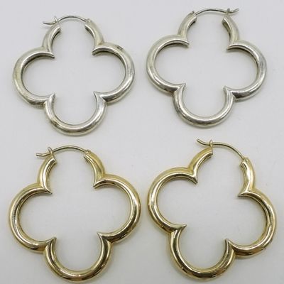 Sale Photo Thumbnail #158: Sterling Heidi Klum Clover Hoop Earrings
