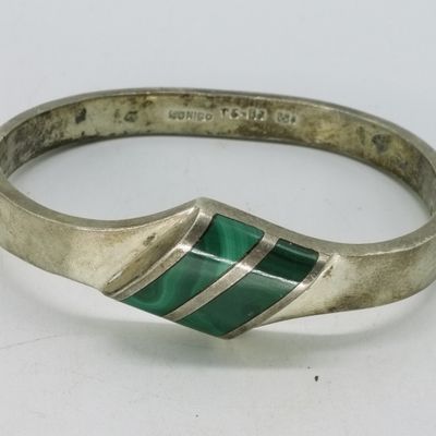 Sale Photo Thumbnail #353: Taxco Sterling Malachite Gemstone Bracelet