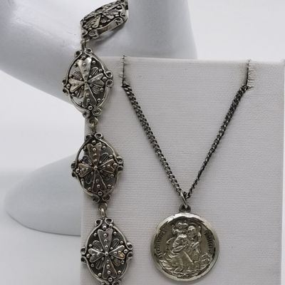 Sale Photo Thumbnail #127: St. Christopher Necklace & Cross Bracelet
