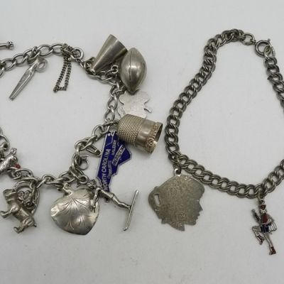 Sale Photo Thumbnail #357: Two Sterling Charm Bracelets