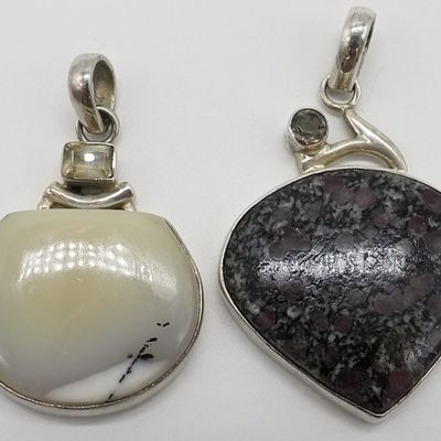 Sale Photo Thumbnail #148: Sterling Silver Gemstone Pendant Pair