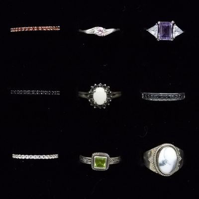 Sale Photo Thumbnail #85: 9 Sterling Gemstone Fashion Rings