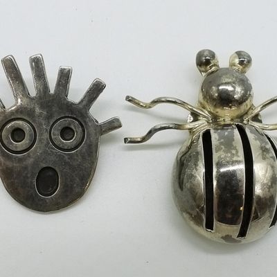 Sale Photo Thumbnail #320: Sterling Mexico & Taxco Brooches