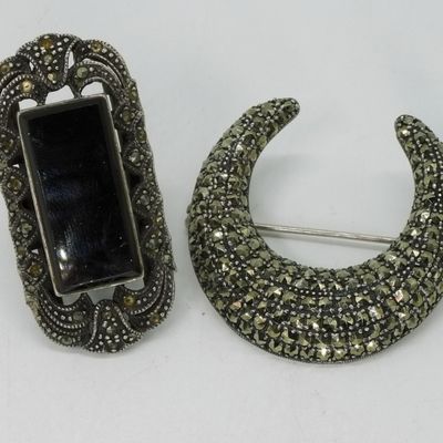 Sale Photo Thumbnail #282: Vintage Marcasite 925 Ring & Brooch