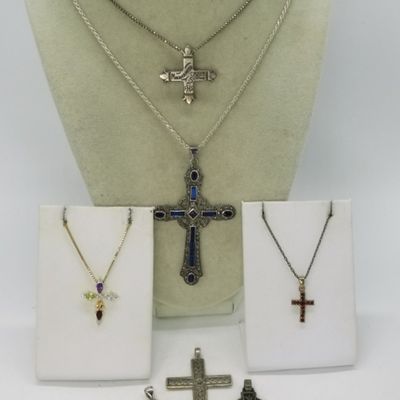 Sale Photo Thumbnail #374: Religious Sterling Cross Lot