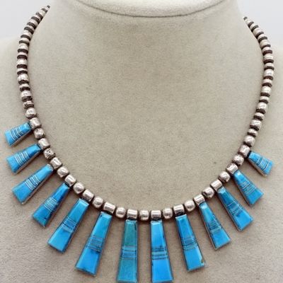 Sale Photo Thumbnail #267: Christin Wolf Sterling Turquoise Necklace 16"