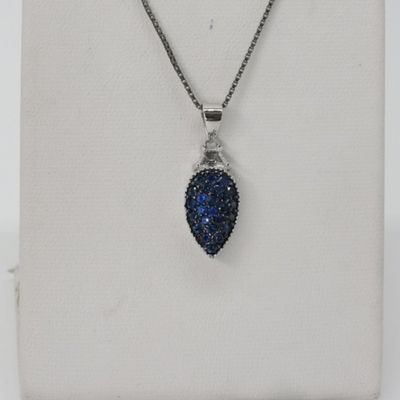Sale Photo Thumbnail #17: Blue Gemstone Ring & Necklace Set, Sterling