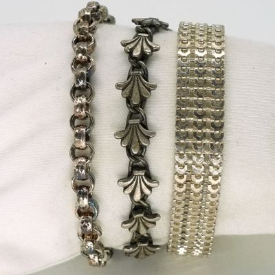 Sale Photo Thumbnail #118: 3 Sterling Fashion Bracelets