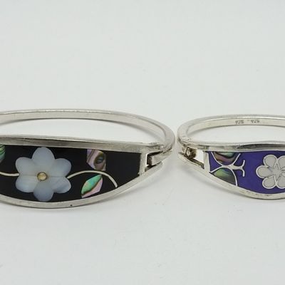 Sale Photo Thumbnail #139: Mexico Inlay Bangle Sterling Set