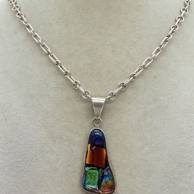 Sale Photo Thumbnail #21: Taxco Sterling Silver Glass Pendant Necklace