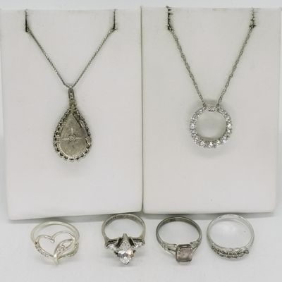 Sale Photo Thumbnail #369: Vintage 925 Locket and Several Rings