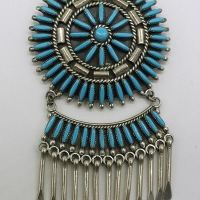 Sale Photo Thumbnail #305: Turquoise Zuni-Style Fringe Brooch