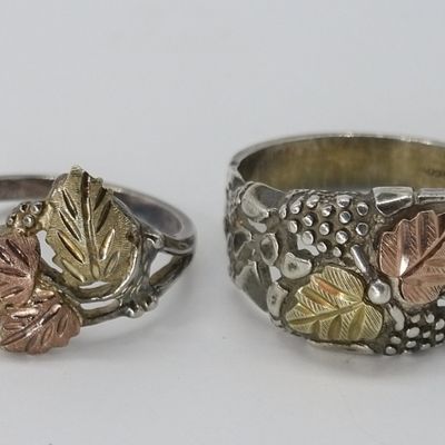 Sale Photo Thumbnail #52: Sterling Silver 12K Plated Gold Grape Leaf Rings