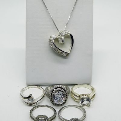 Sale Photo Thumbnail #275: Bridal Style 925 Rings and Necklace