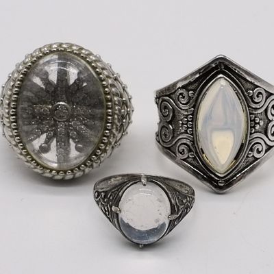 Sale Photo Thumbnail #144: 3 Sterling Fashion Rings with Clear Stones
