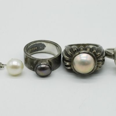 Sale Photo Thumbnail #387: Opal and Pearl 925 Rings, Earrings