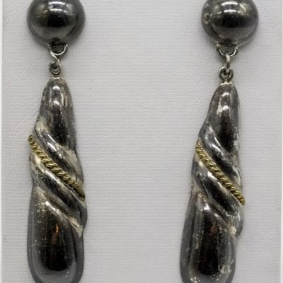 Sale Photo Thumbnail #213: Sterling Taxco Twist Drop Earrings, Mexico