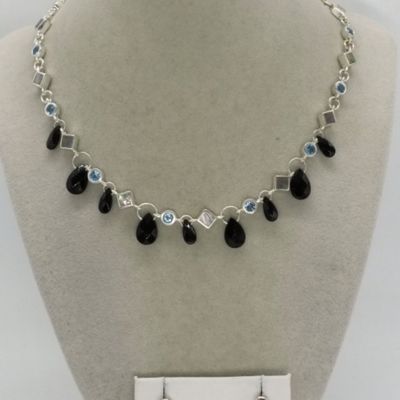 Sale Photo Thumbnail #225: Faceted Black Onyx Matching 925 Set