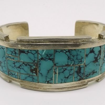 Sale Photo Thumbnail #375: Larry M. Chavez Sterling Turquoise Cuff