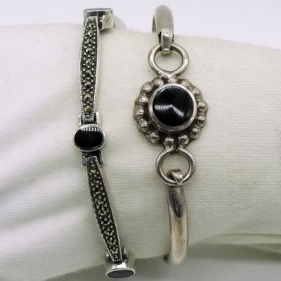 Sale Photo Thumbnail #327: Two Black Onyx Sterling Bracelets