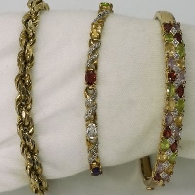 Sale Photo Thumbnail #189: 3 Gold Tone Sterling Bracelets
