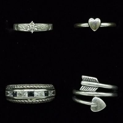 Sale Photo Thumbnail #41: Sterling Silver Ring Lot, 4 Pieces, Tested Diamond