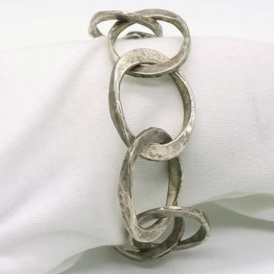 Sale Photo Thumbnail #295: Unique Thick Heavy Large Link 925 Bracelet